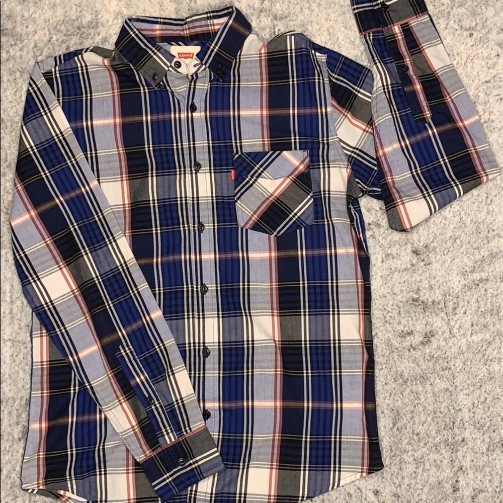 Levi Strauss Blue Plaid Button Up